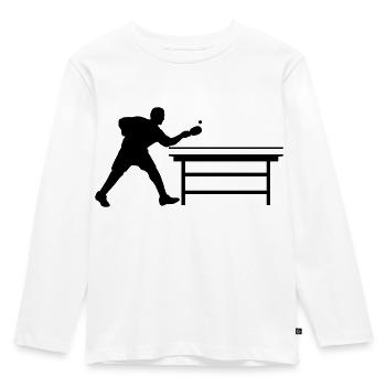 table_tennis_a_1c - Kinder Premium Bio Langarmshirt - Weiß - Vorne - AI Model Kid Female (0cm)