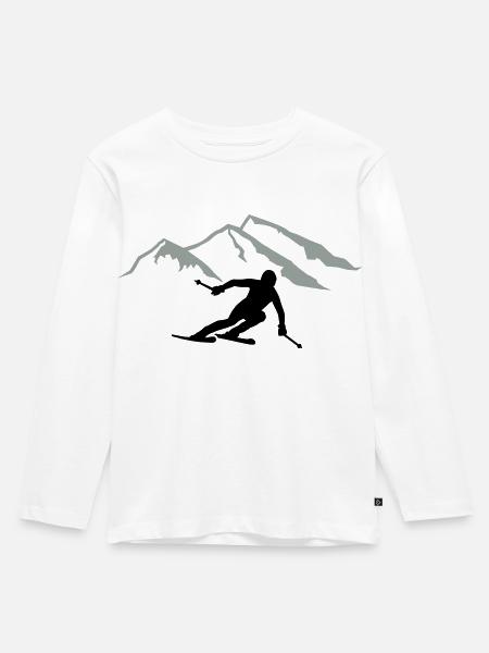 Ski - Kinder Premium Bio Langarmshirt - Weiß