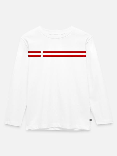 Dänemark Sport - Kinder Premium Bio Langarmshirt - Weiß