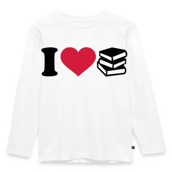 Bücher - Kinder Premium Bio Langarmshirt - Weiß - Vorne - AI Model Kid Female (0cm)
