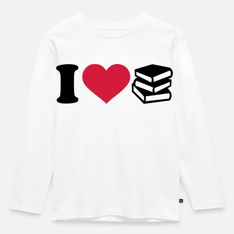 Bücher - Kinder Premium Bio Langarmshirt - Weiß