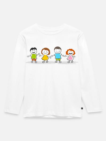 Menschen - Strichmännchen Kinder - Kinder Premium Bio Langarmshirt - Weiß