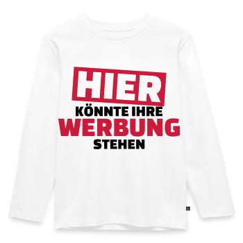 Werbung - Kinder Premium Bio Langarmshirt - Weiß - Vorne - AI Model Kid Female (0cm)