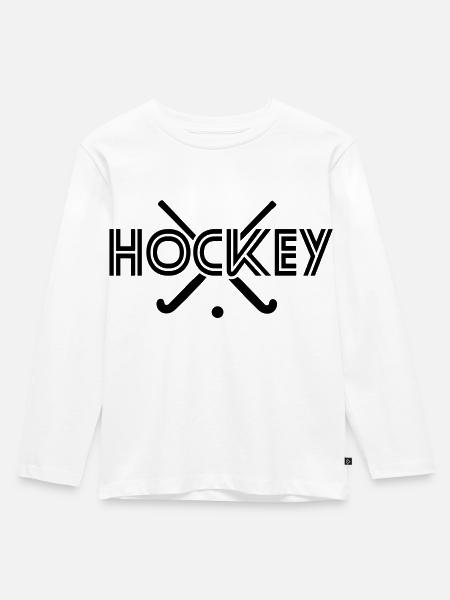 Hockey 2 - Kinder Premium Bio Langarmshirt - Weiß