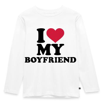 I love my boyfriend - Kinder Premium Bio Langarmshirt - Weiß - Vorne - AI Model Kid Female (0cm)
