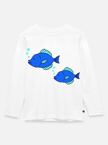 fische comic - Kinder Premium Bio Langarmshirt - Weiß