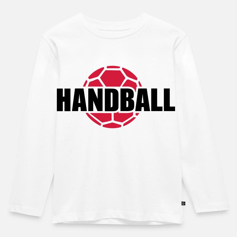 Handball - Kinder Premium Bio Langarmshirt - Weiß