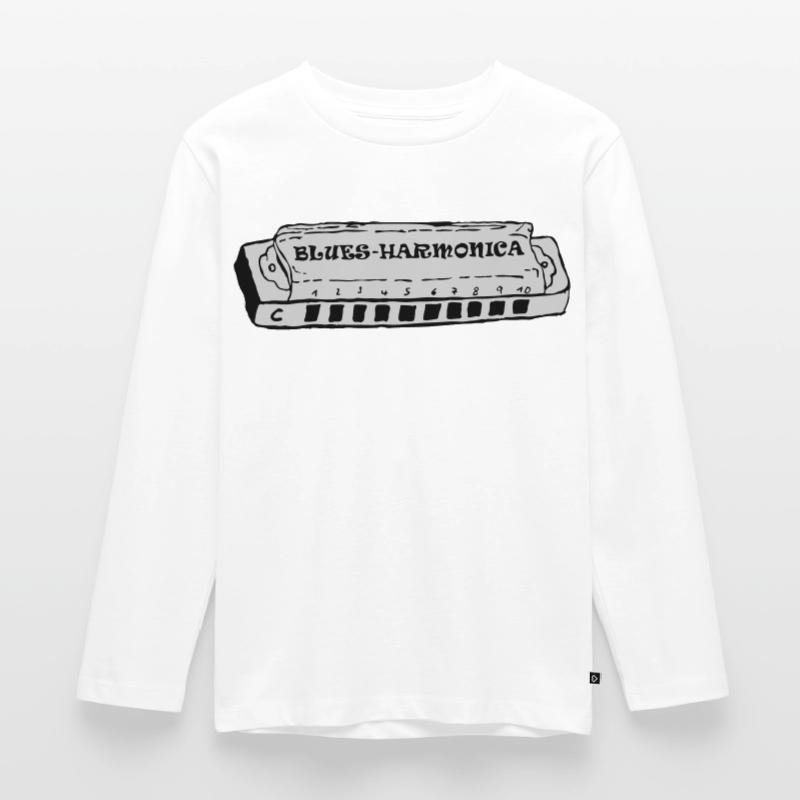 bluesharmonica Kinder Premium Bio Langarmshirt