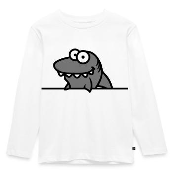 hai lustig schild rahmen mauer zeigen comic cartoo - Kinder Premium Bio Langarmshirt - Weiß - Vorne - AI Model Kid Female (0cm)