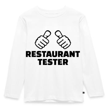 Restaurant Tester - Kinder Premium Bio Langarmshirt - Weiß - Vorne - AI Model Kid Female (0cm)