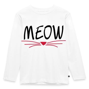 MEOW cat - Kids' Premium Longsleeve Shirt - white - Front - AI Model Kid Female (0cm)