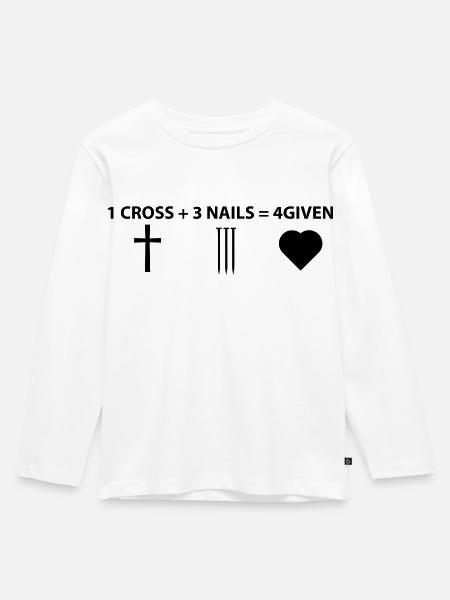 4given Jesus - Kinder Premium Bio Langarmshirt - Weiß