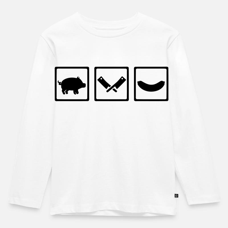 Fleischer - Kinder Premium Bio Langarmshirt - Weiß