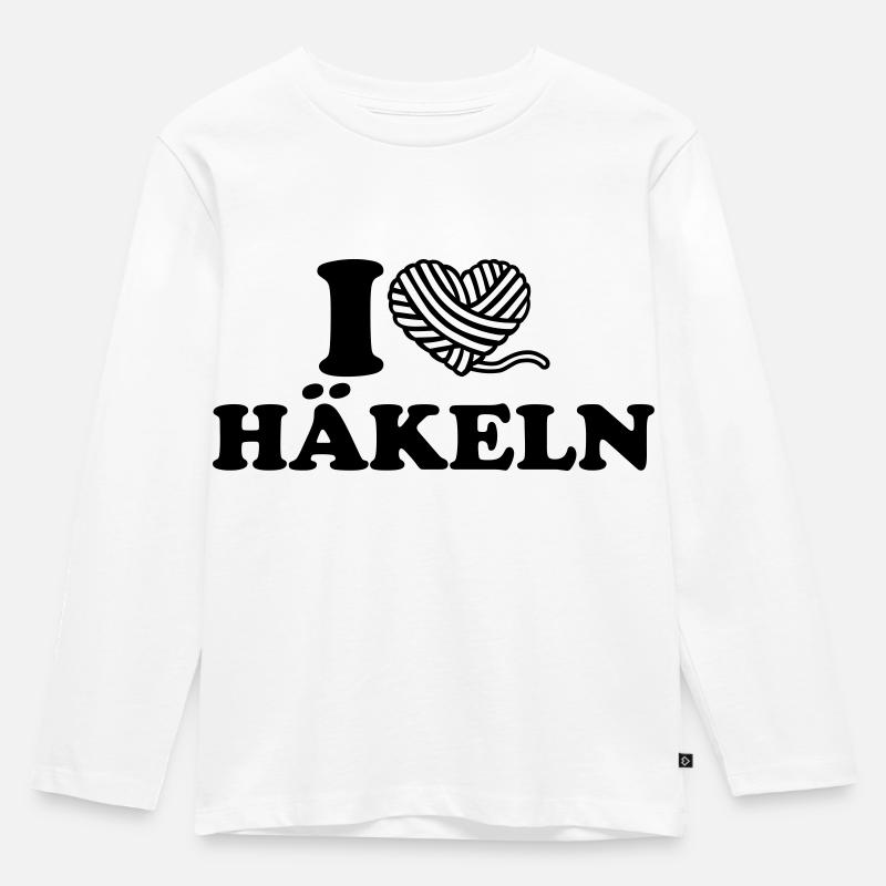 Häkeln - Kinder Premium Bio Langarmshirt - Weiß