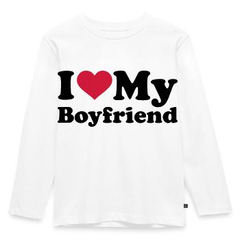 I love my boyfriend - Kinder Premium Bio Langarmshirt - Weiß - Vorne - AI Model Kid Female (0cm)