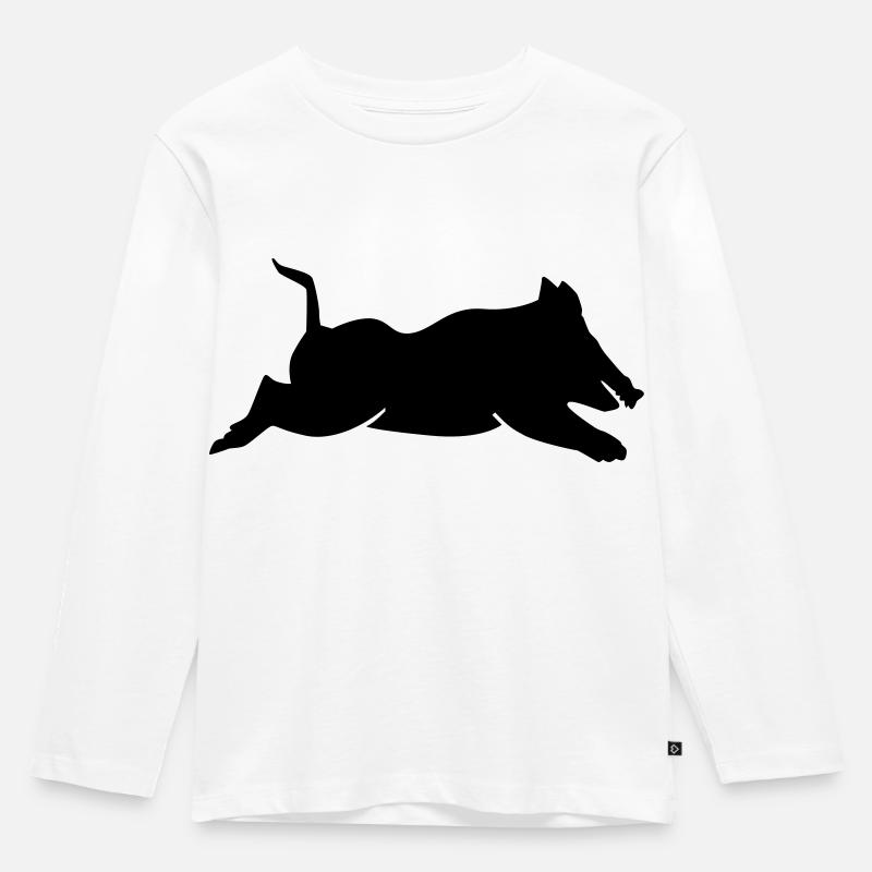 Wildschwein - Kinder Premium Bio Langarmshirt - Weiß
