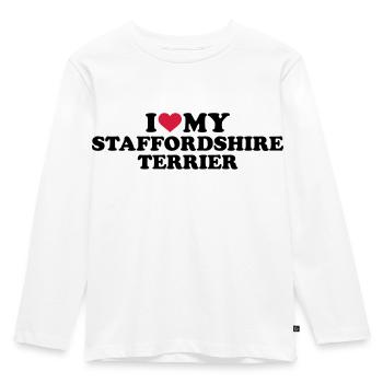 Staffordshire Terrier - Kinder Premium Bio Langarmshirt - Weiß - Vorne - AI Model Kid Female (0cm)