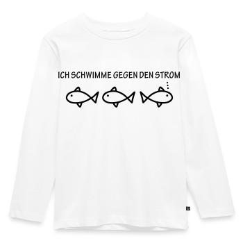 Gegen den Strom schwimmen - Kinder Premium Bio Langarmshirt - Weiß - Vorne - AI Model Kid Female (0cm)