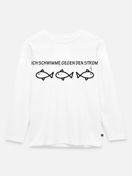 Gegen den Strom schwimmen - Kinder Premium Bio Langarmshirt - Weiß