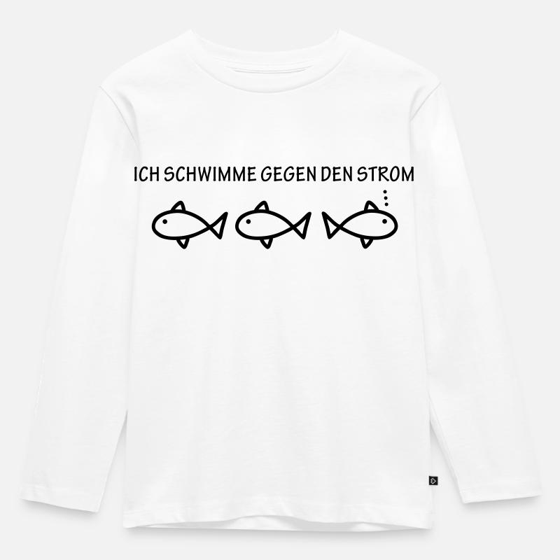 Gegen den Strom schwimmen - Kinder Premium Bio Langarmshirt - Weiß