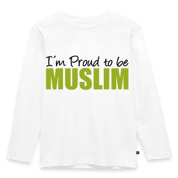 I´m Proud to be Muslim - Moslem - Muslime - Kids' Premium Longsleeve Shirt - white - Front - AI Model Kid Female (0cm)