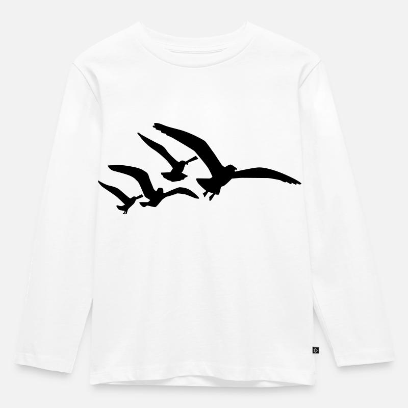 Möwen - Kinder Premium Bio Langarmshirt - Weiß