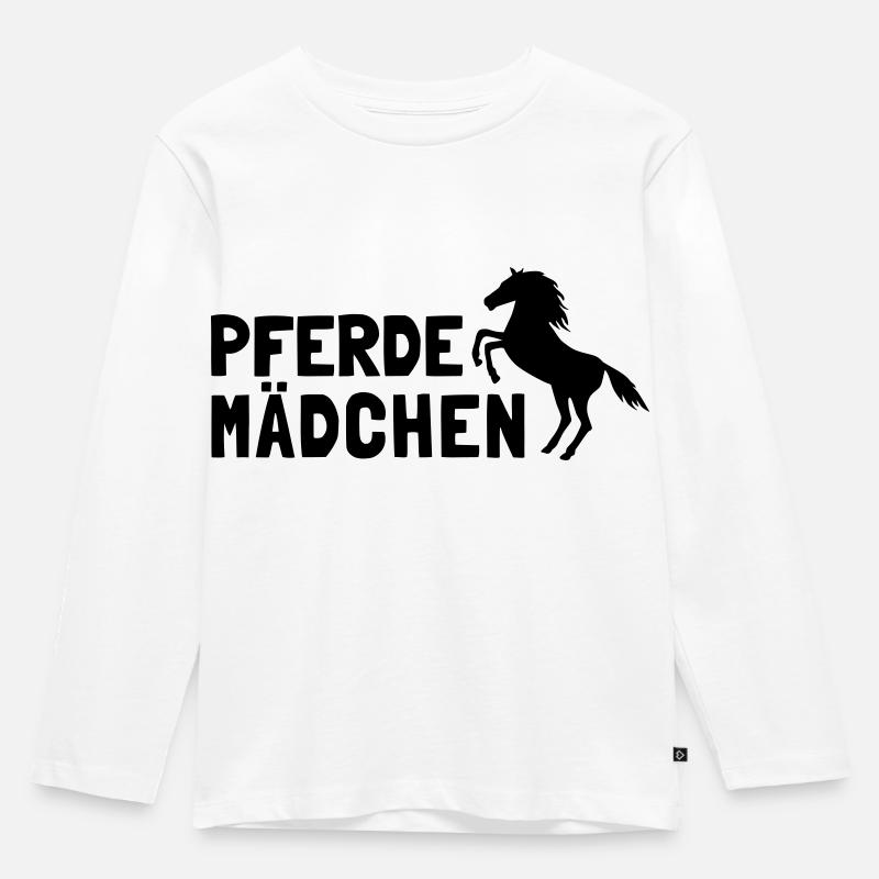 Pferdemädchen - Kinder Premium Bio Langarmshirt - Weiß