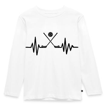 Floorball - Kinder Premium Bio Langarmshirt - Weiß - Vorne - AI Model Kid Female (0cm)