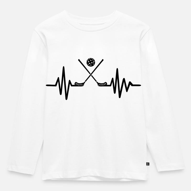 Floorball - Kinder Premium Bio Langarmshirt - Weiß