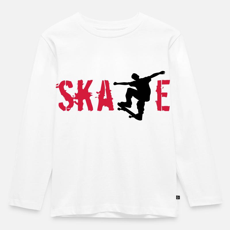 Skate - Kinder Premium Bio Langarmshirt - Weiß