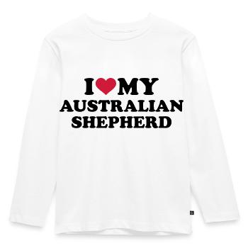 Australian shepherd - Kinder Premium Bio Langarmshirt - Weiß - Vorne - AI Model Kid Female (0cm)