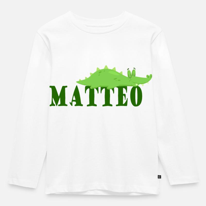 Matteo - Kinder Premium Bio Langarmshirt - Weiß