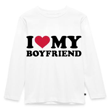 I love my boyfriend - Kinder Premium Bio Langarmshirt - Weiß - Vorne - AI Model Kid Female (0cm)