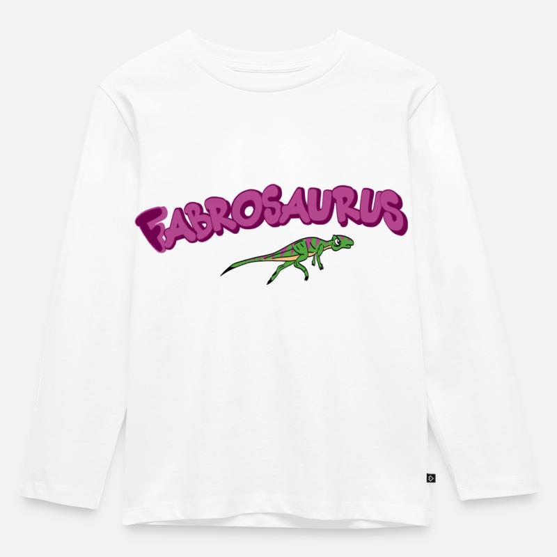 Fabrosaurus - Kinder Premium Bio Langarmshirt - Weiß