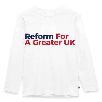 Reform For A Greater UK - Kids' Premium Longsleeve Shirt - white - Front - AI Model Kid Female (0cm)