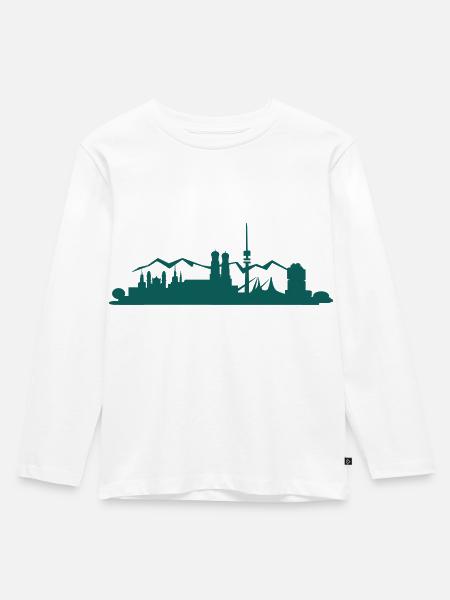 Munich München Vectorgrafik - Kinder Premium Bio Langarmshirt - Weiß