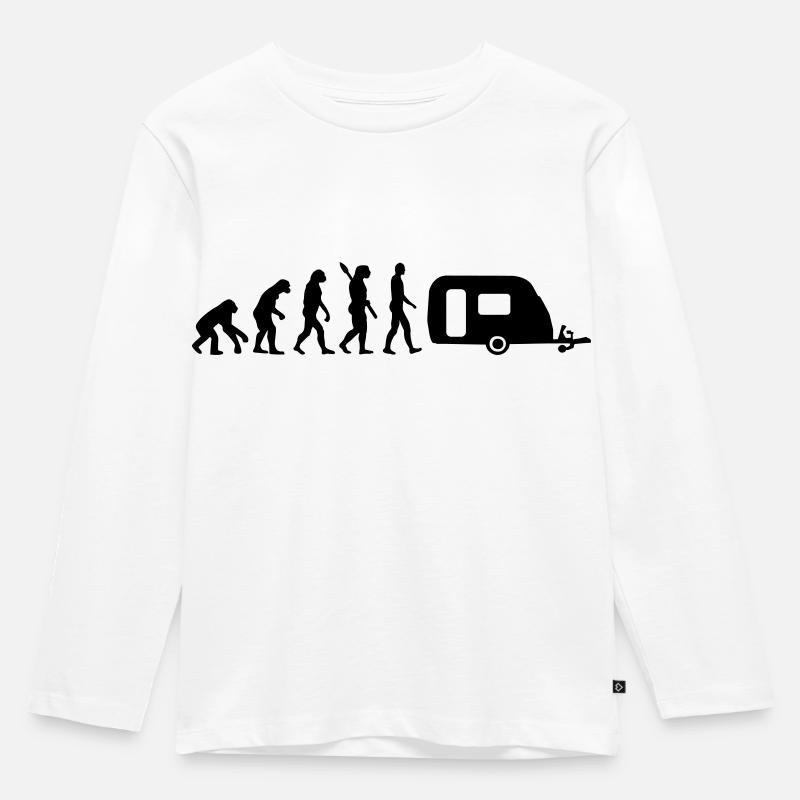 Evolution Camping - Kinder Premium Bio Langarmshirt - Weiß