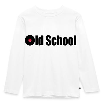old school - Kinder Premium Bio Langarmshirt - Weiß - Vorne - AI Model Kid Female (0cm)