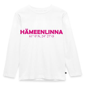 Hämeenlinna Finland Coordinates Longitude Latitude - Kinder Premium Bio Langarmshirt - Weiß - Vorne - AI Model Kid Female (0cm)