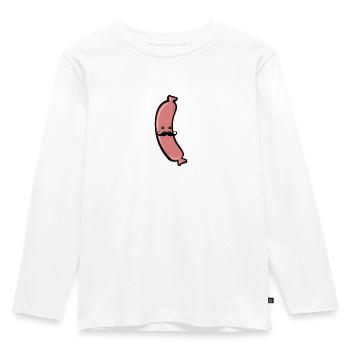 Wurst mit Schnurrbart Grill Party Grillen Fleisch - Kinder Premium Bio Langarmshirt - Weiß - Vorne - AI Model Kid Female (0cm)