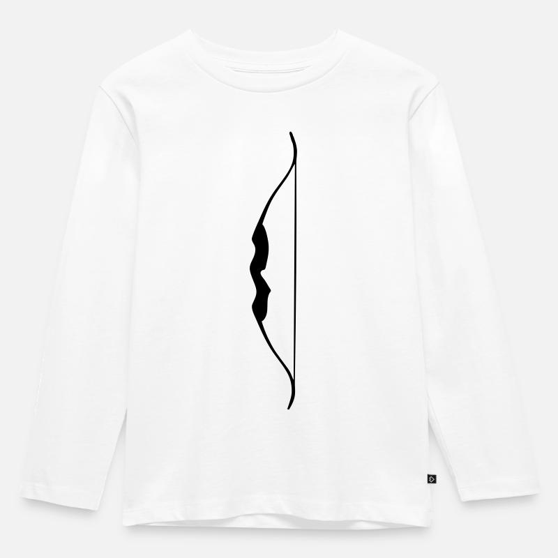 Recurve Bow (Bow and Arrow) Bogen 1C - Kinder Premium Bio Langarmshirt - Weiß