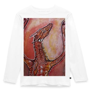 Dragon rouge peint à la main - T-shirt manches longues Premium Enfant - blanc - Devant - AI Model Kid Female (0cm)