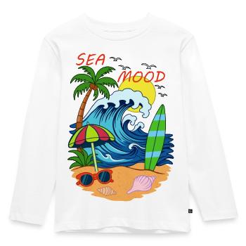 Sea Mood – retro summer beach vibe - Kids' Premium Longsleeve Shirt - white - Front - AI Model Kid Female (0cm)