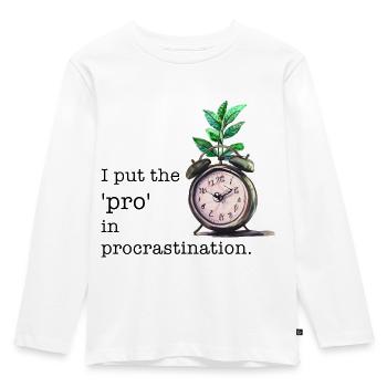 I put the "pro" in procrastination. Funny quote - Kids' Premium Longsleeve Shirt - white - Front - AI Model Kid Female (0cm)