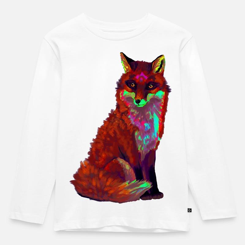 Roter Fuchs - Kinder Premium Bio Langarmshirt - Weiß