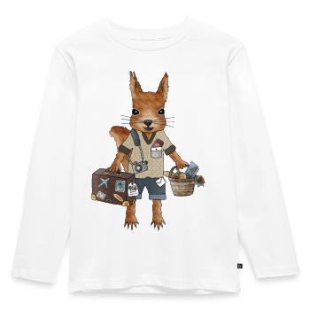 Squirrel with suitcase and travel map - Kids' Premium Longsleeve Shirt - white - Front - AI Model Kid Female (0cm)