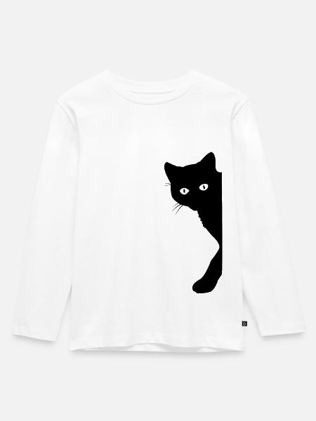 Schwarze Katze - Kinder Premium Bio Langarmshirt - Weiß