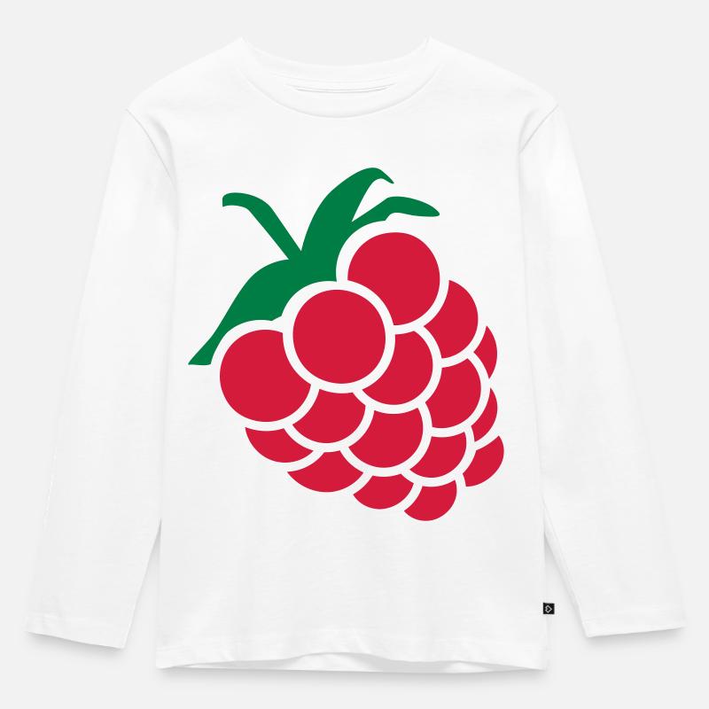Himbeere - Kinder Premium Bio Langarmshirt - Weiß