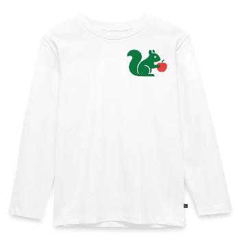Grünes Eichhörnchen mit Apfel - Kinder Premium Bio Langarmshirt - Weiß - Vorne - AI Model Kid Female (0cm)