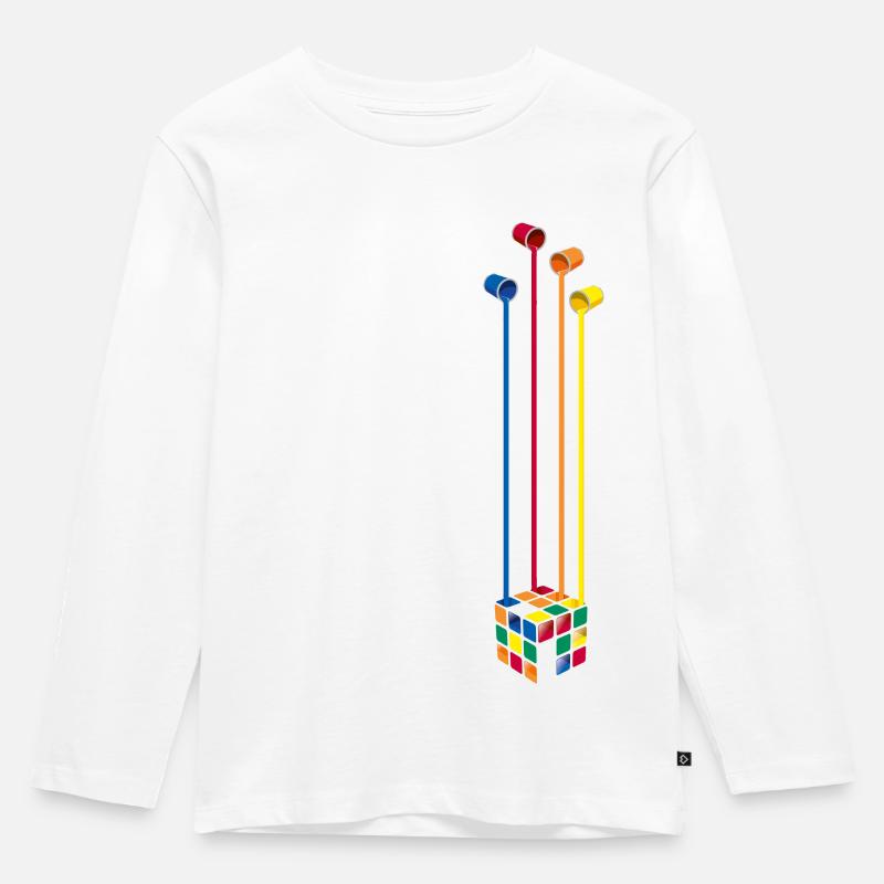 Rubik's Cube Zauberwürfel Farbeimer - Kinder Premium Bio Langarmshirt - Weiß